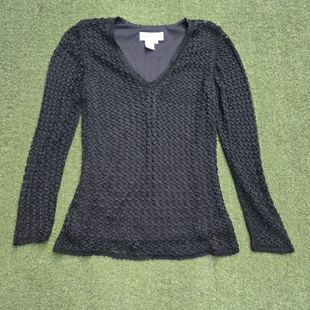 Basix II Top Women's Medium Back Vintage 90's Beaded Long Sleeve